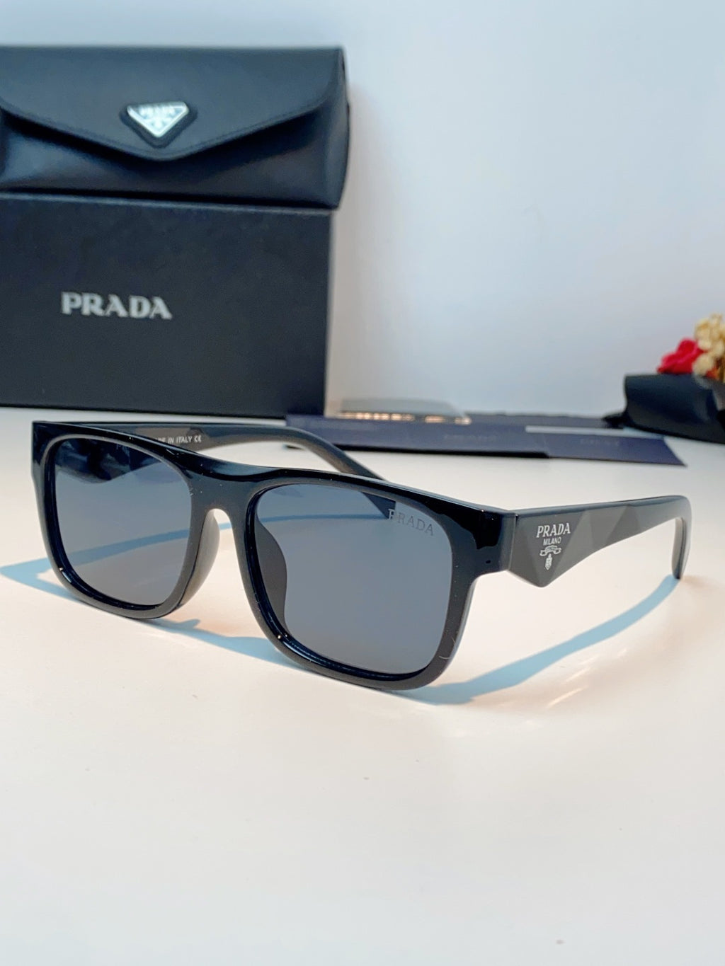 Prada Polarized Square Blue Lens Sunglasses for Men & Women