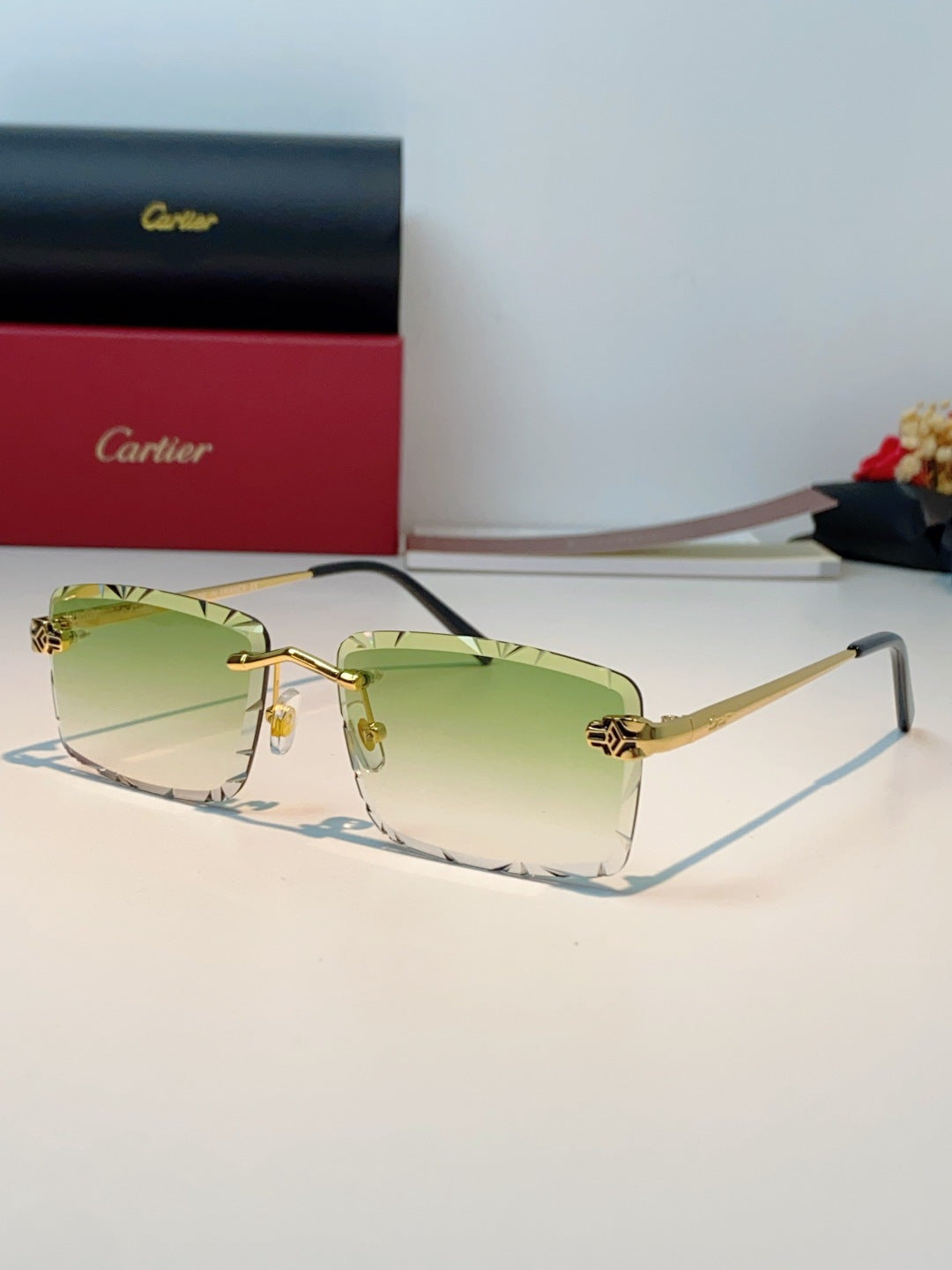 Cartier Lightweight Rimless Gold Lens Sunglasses for Men & Women