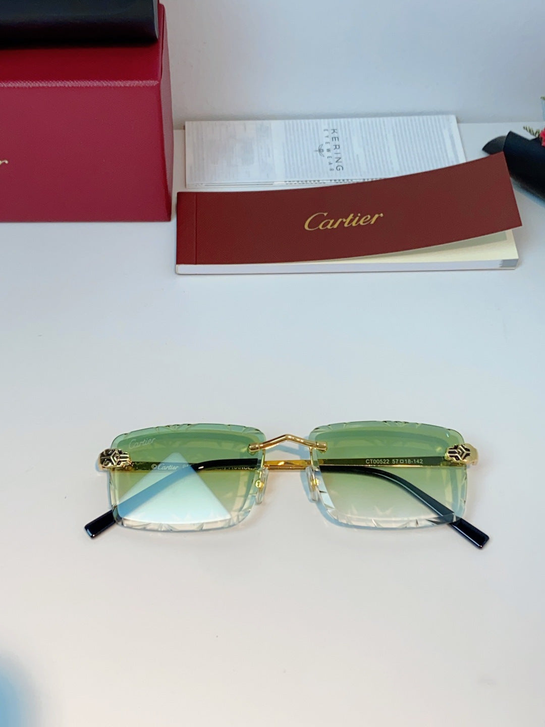 Cartier Lightweight Rimless Gold Lens Sunglasses for Men & Women - detail image 9