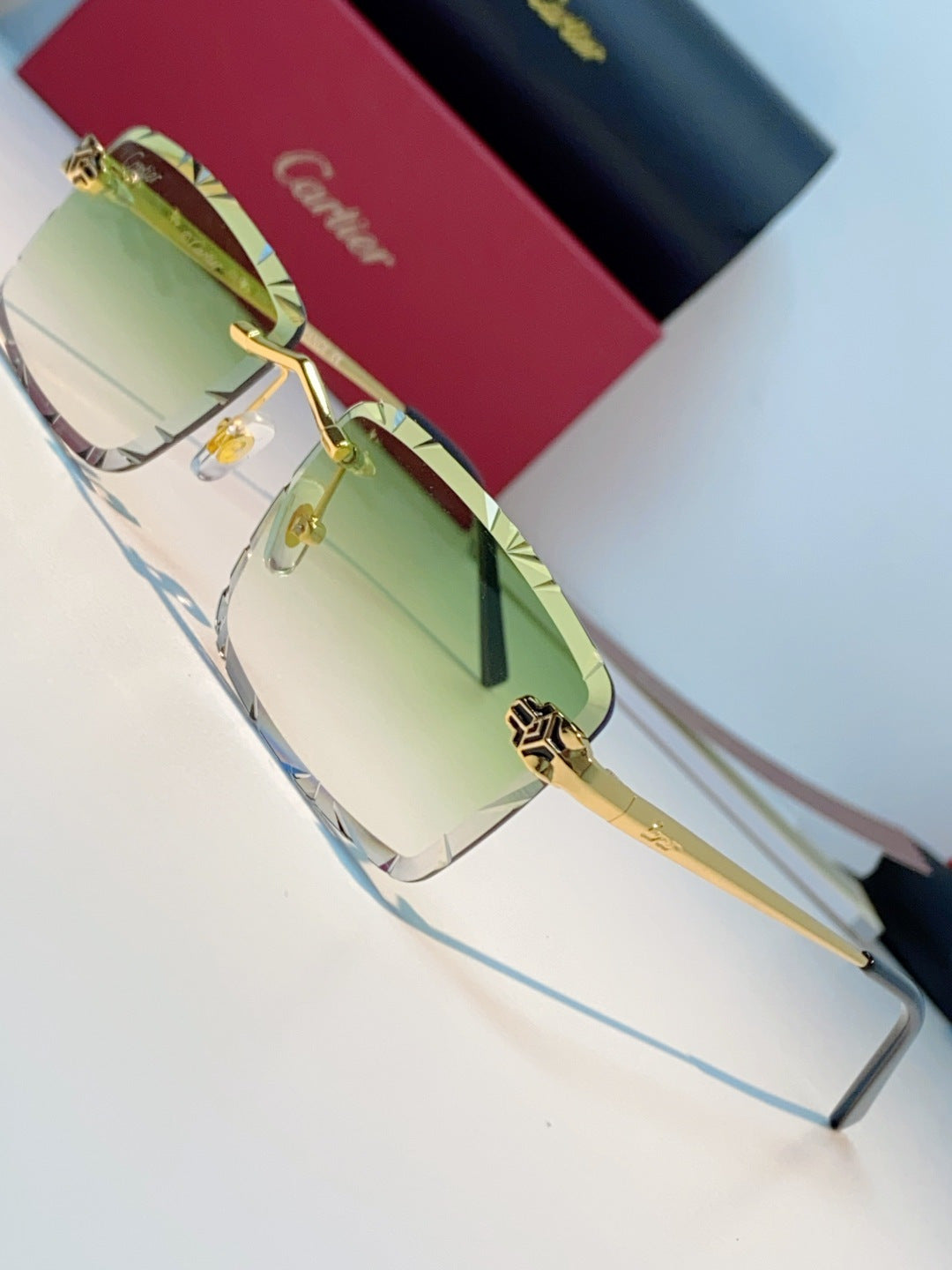 Cartier Lightweight Rimless Gold Lens Sunglasses for Men & Women - detail image 7