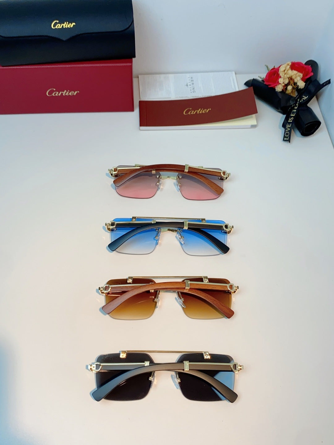 Cartier Lightweight Rimless Orange Lens Sunglasses for Men & Women - 487316 - detail image 11