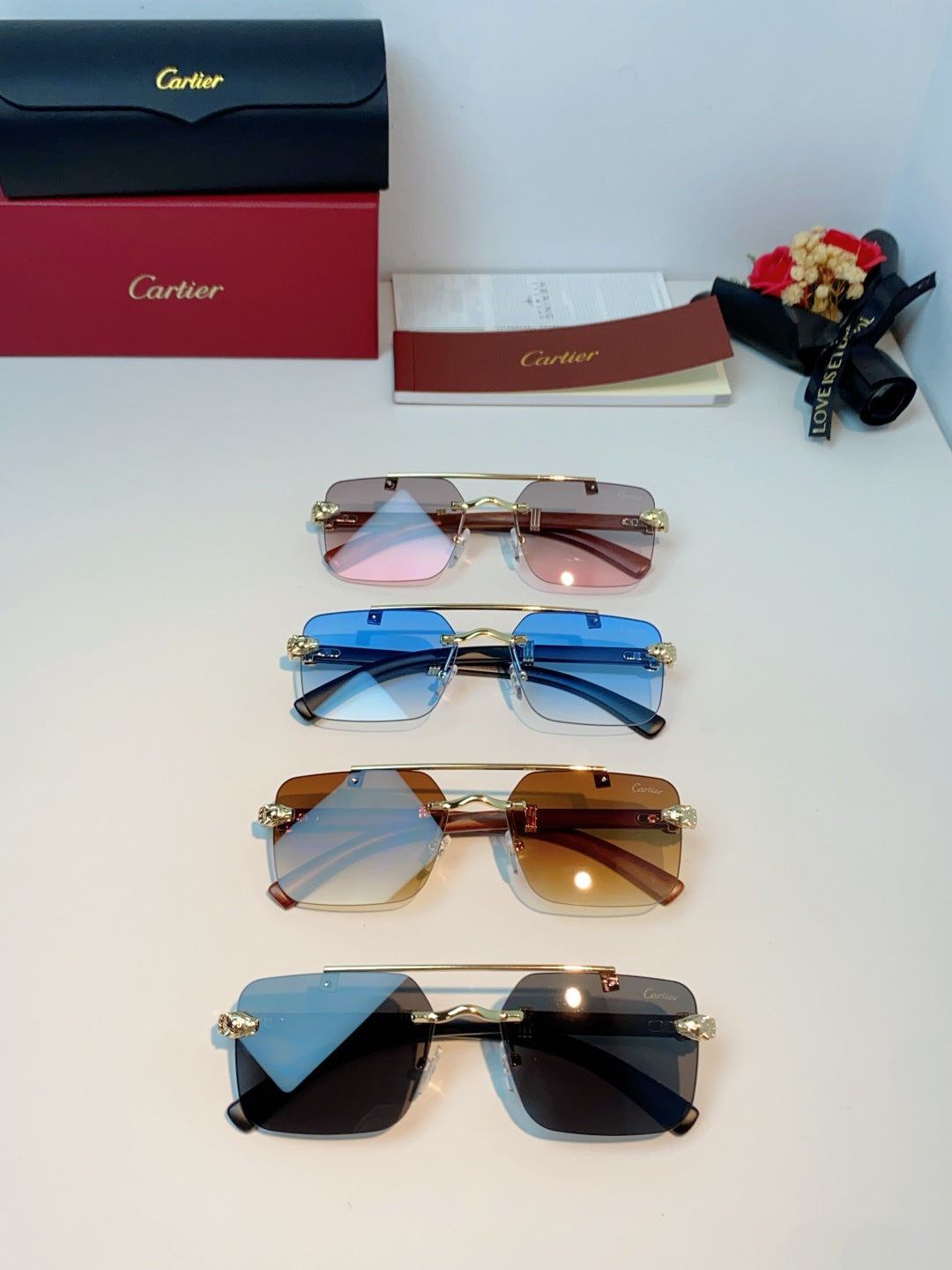 Cartier Lightweight Rimless Gray Lens Sunglasses for Men & Women - 487317 - detail image 12