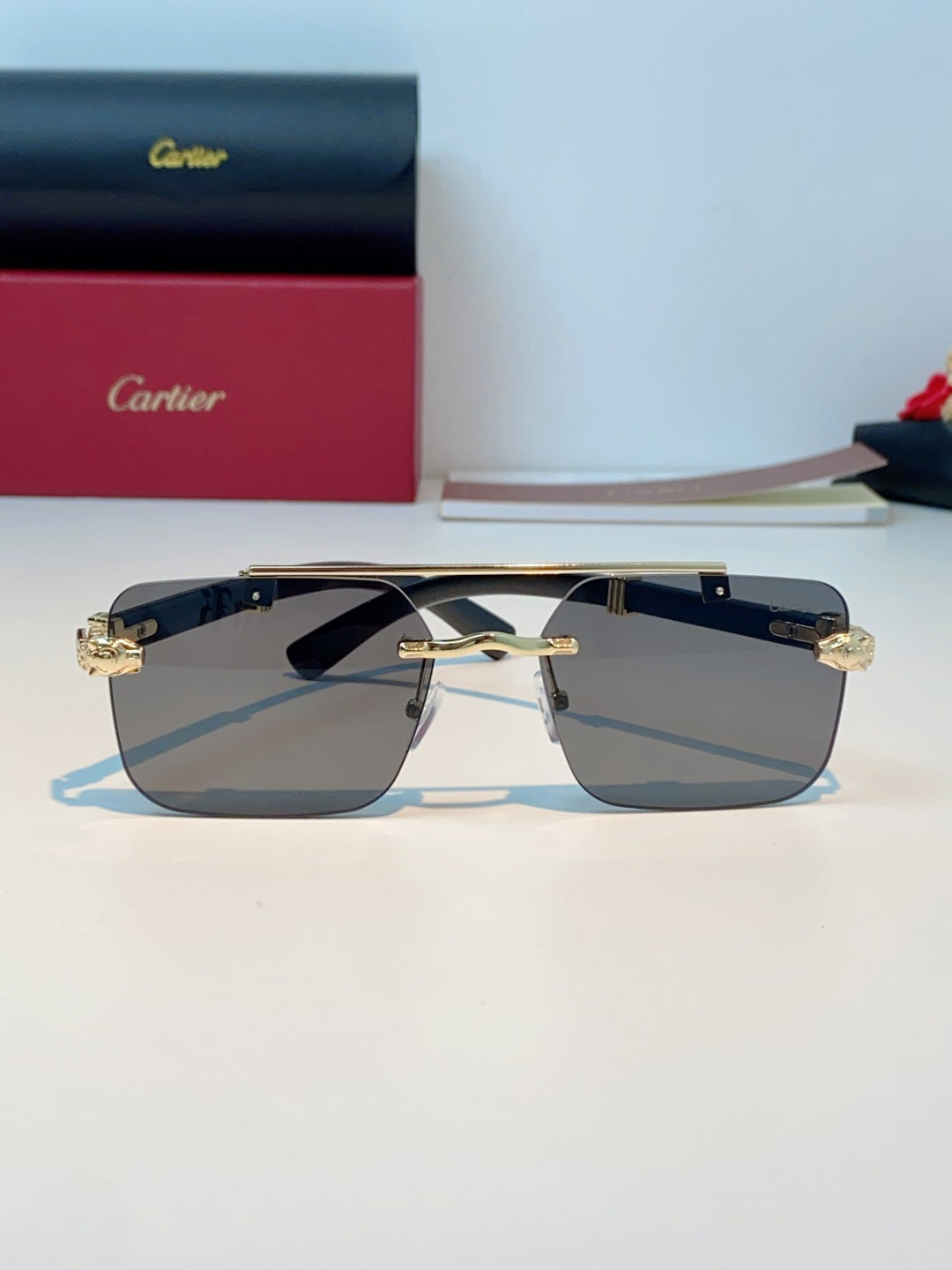 Cartier Lightweight Rimless Gray Lens Sunglasses for Men & Women - 487317 - detail image 2