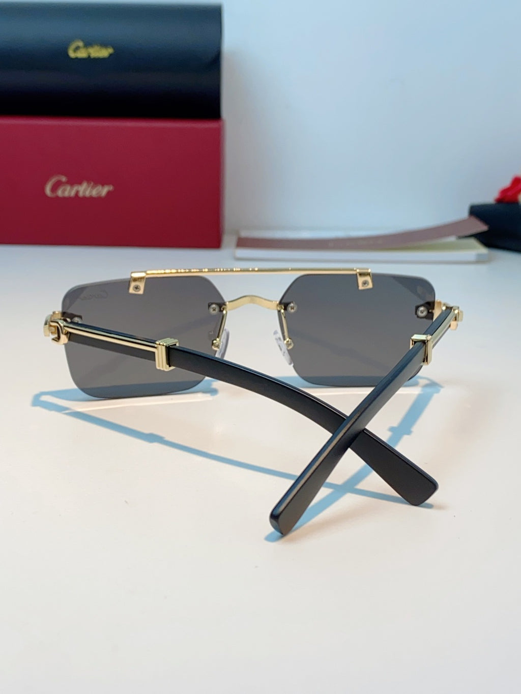 Cartier Lightweight Rimless Gray Lens Sunglasses for Men & Women - 487317 - detail image 3