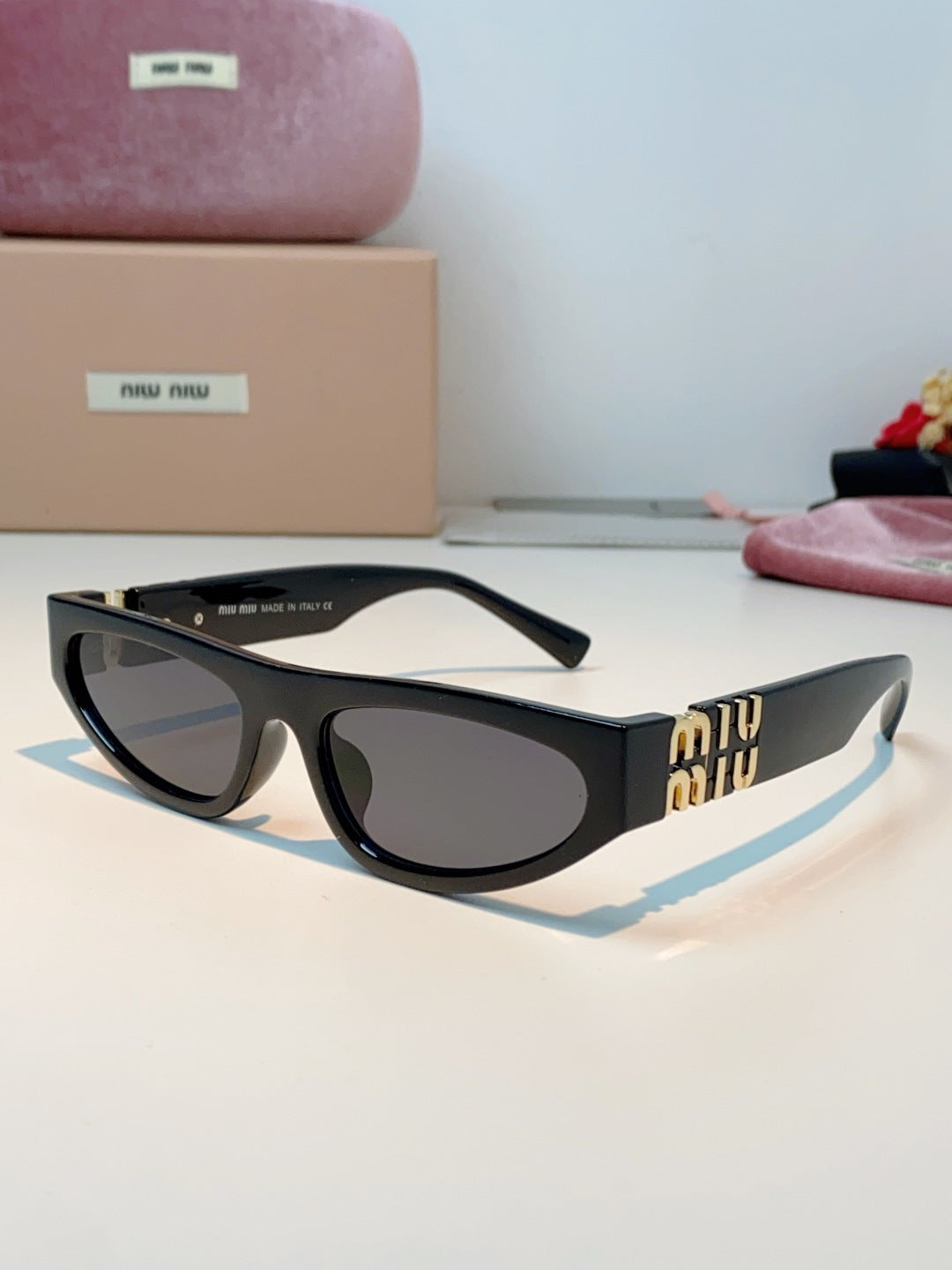 Miu Miu Cat-Eye Black Lens Sunglasses for Men & Women - 487665