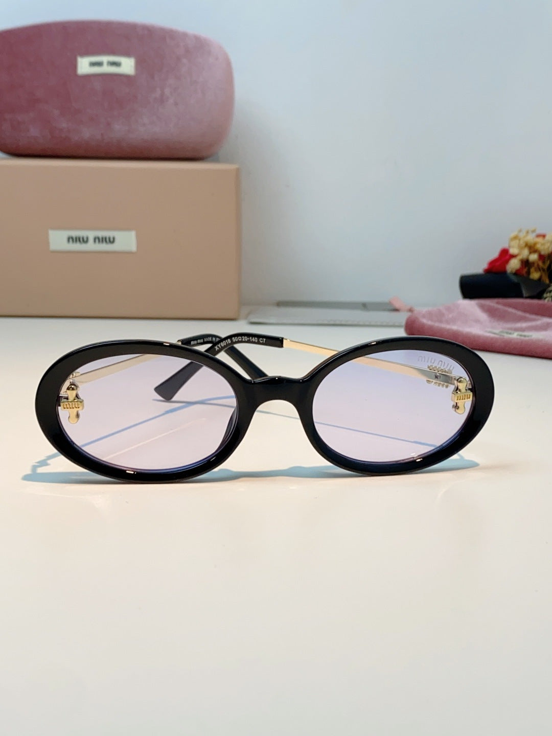 Miu Miu Metal Round Silver Lens Sunglasses for Men & Women - detail image 2