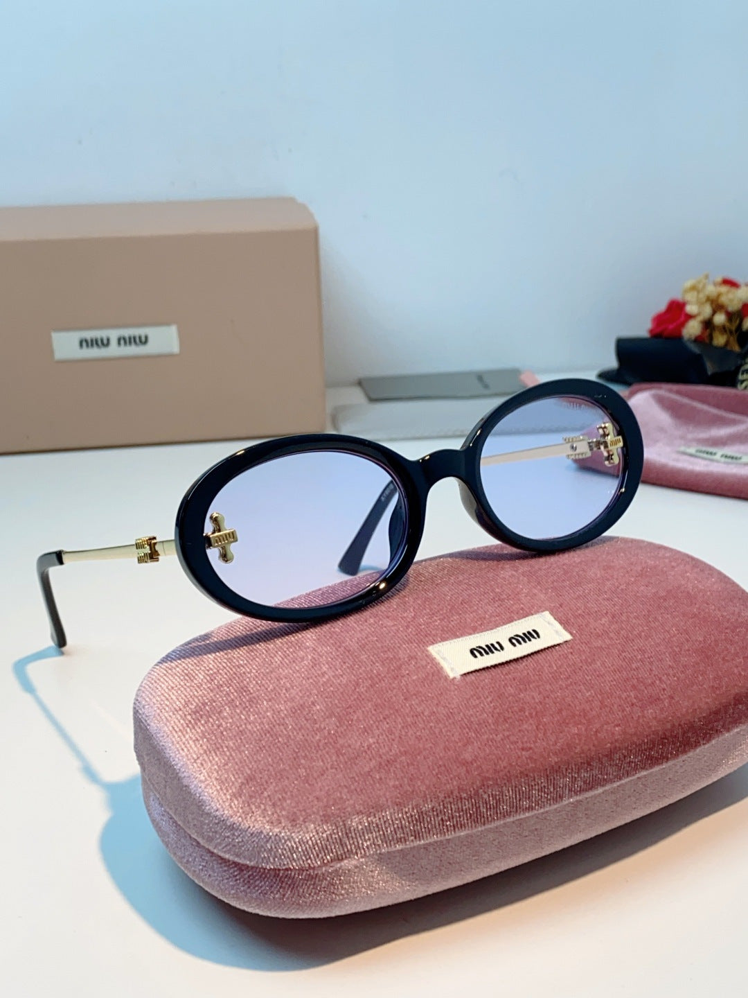 Miu Miu Metal Round Silver Lens Sunglasses for Men & Women - detail image 10