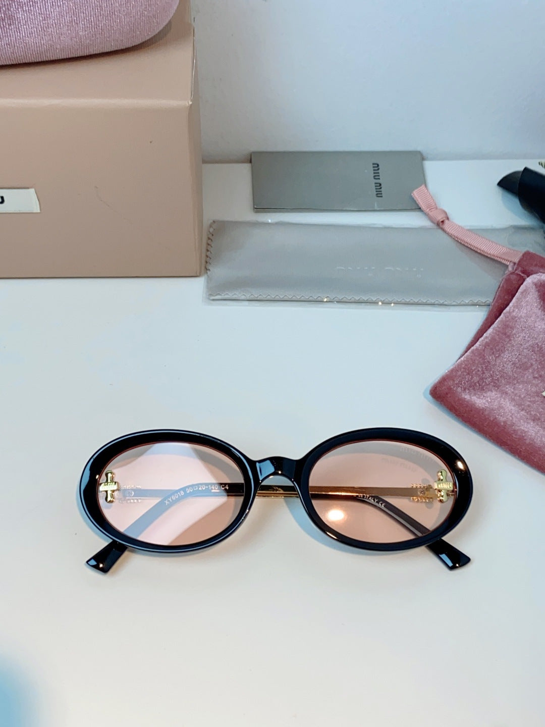 Miu Miu Metal Round Gold Lens Sunglasses for Men & Women - detail image 9