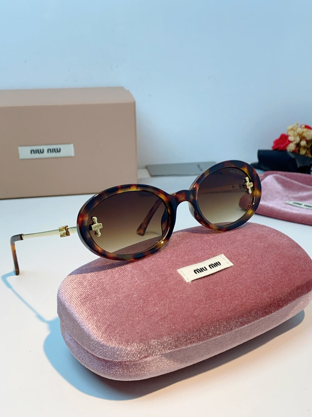 Miu Miu Metal Round Brown Lens Sunglasses for Men & Women - detail image 10
