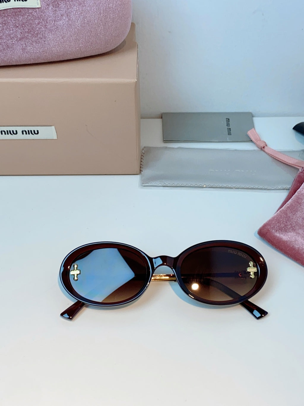 Miu Miu Metal Round Red Lens Sunglasses for Men & Women - detail image 9