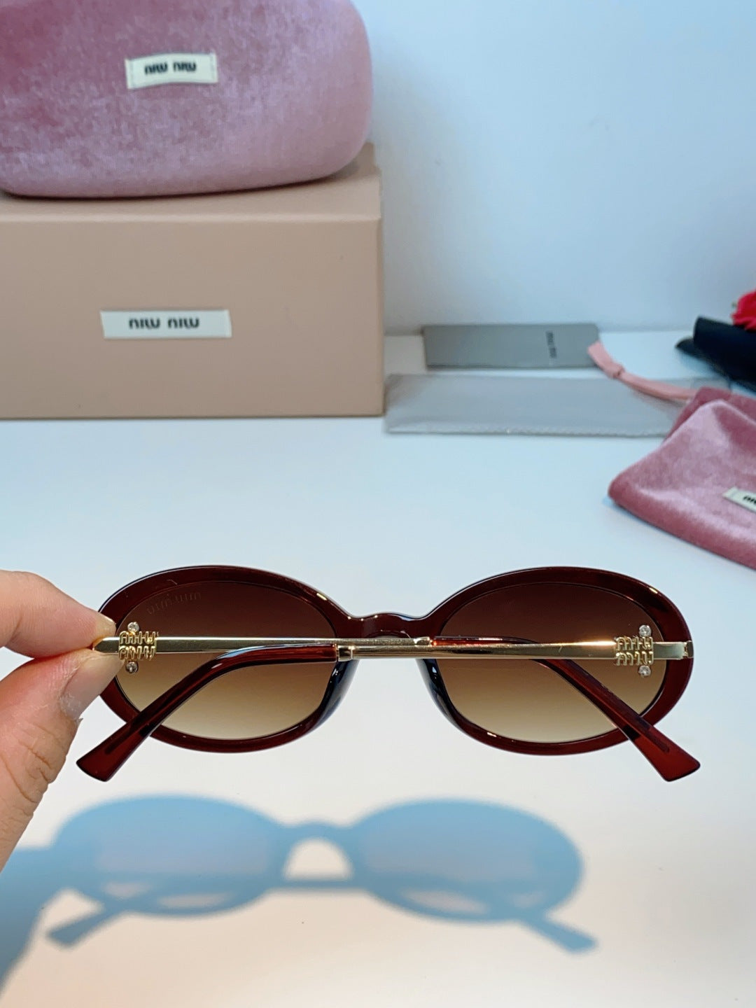 Miu Miu Metal Round Red Lens Sunglasses for Men & Women - detail image 5