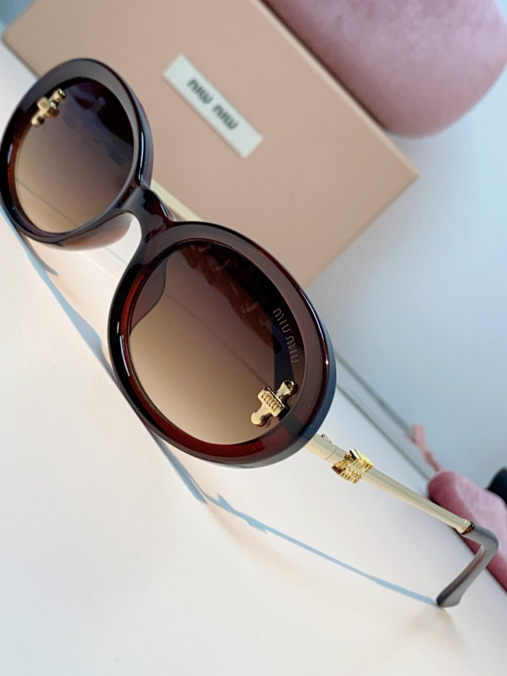Miu Miu Metal Round Red Lens Sunglasses for Men & Women - detail image 7
