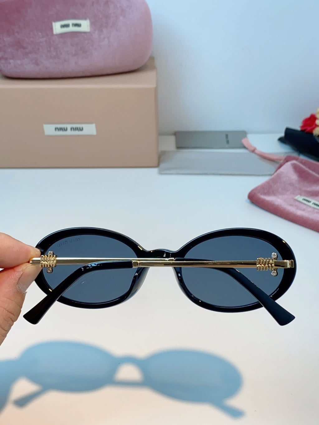 Miu Miu Metal Round Black Lens Sunglasses for Men & Women - detail image 5