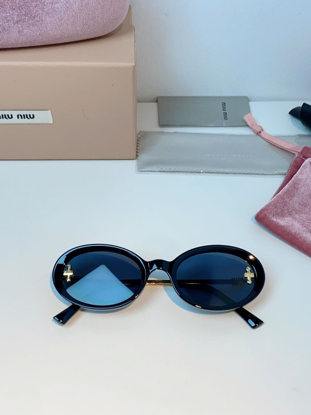 Miu Miu Metal Round Black Lens Sunglasses for Men & Women - detail image 9