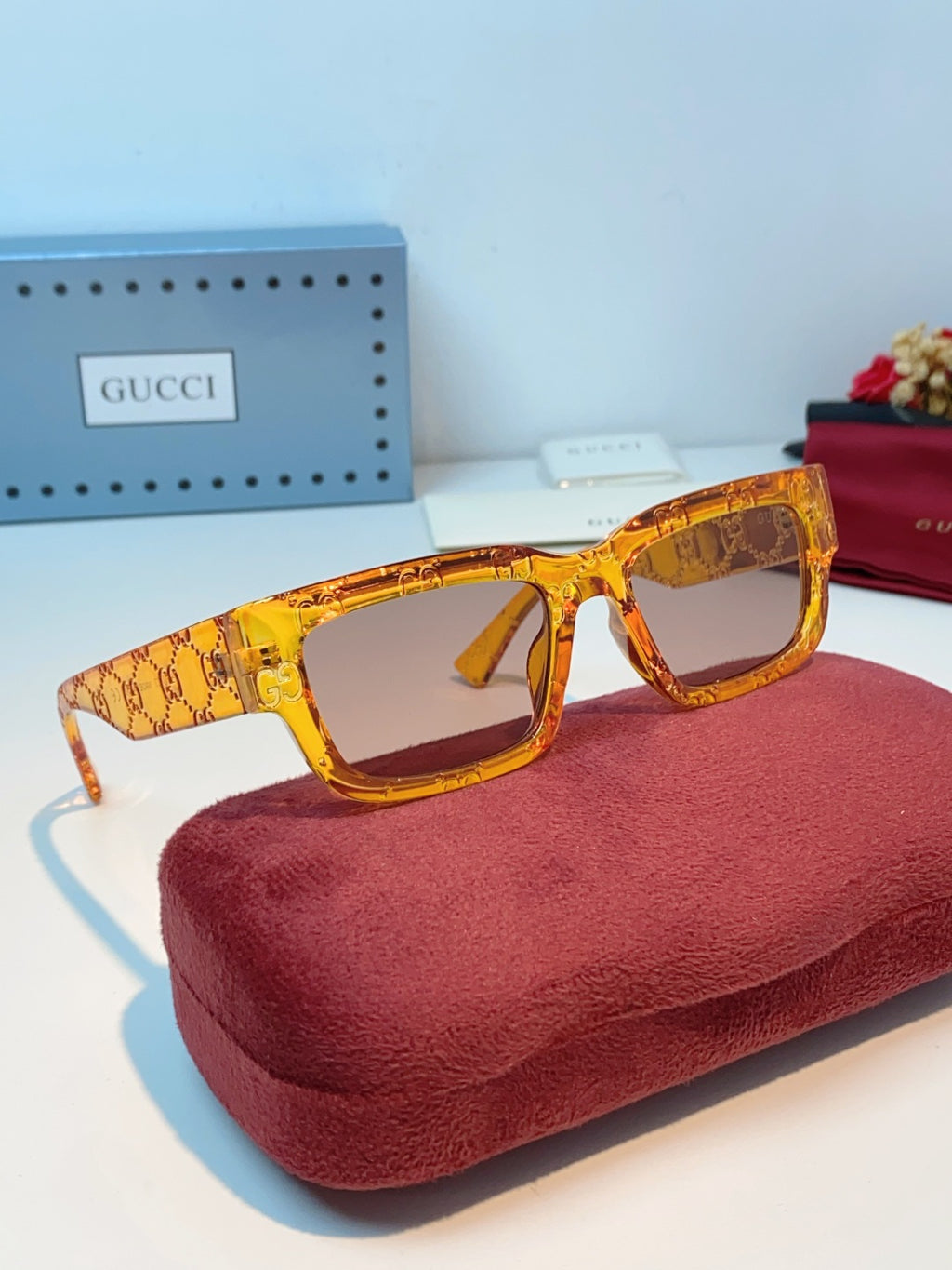 Gucci Square Orange Lens Sunglasses for Men & Women - detail image 10
