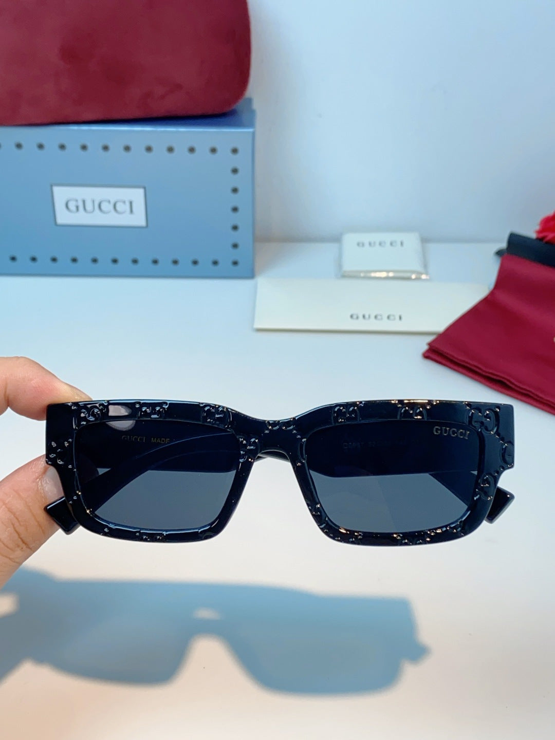 Gucci Square Black Lens Sunglasses for Men & Women - detail image 4