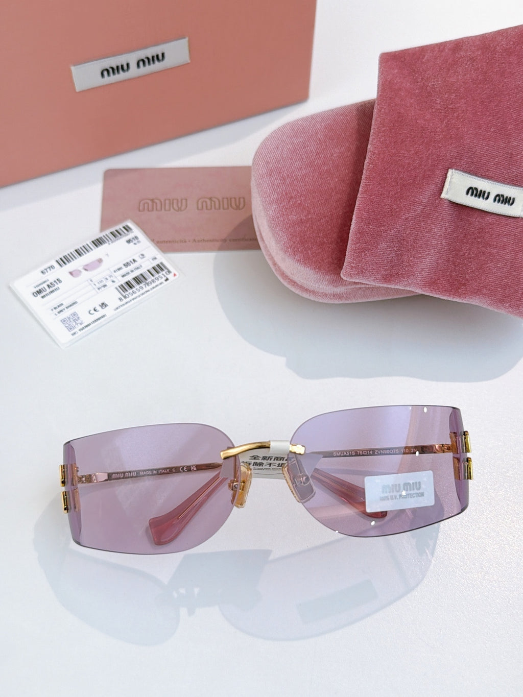 Miu Miu SMUA51S Fashion Blue Lens Sunglasses for Men & Women - detail image 5