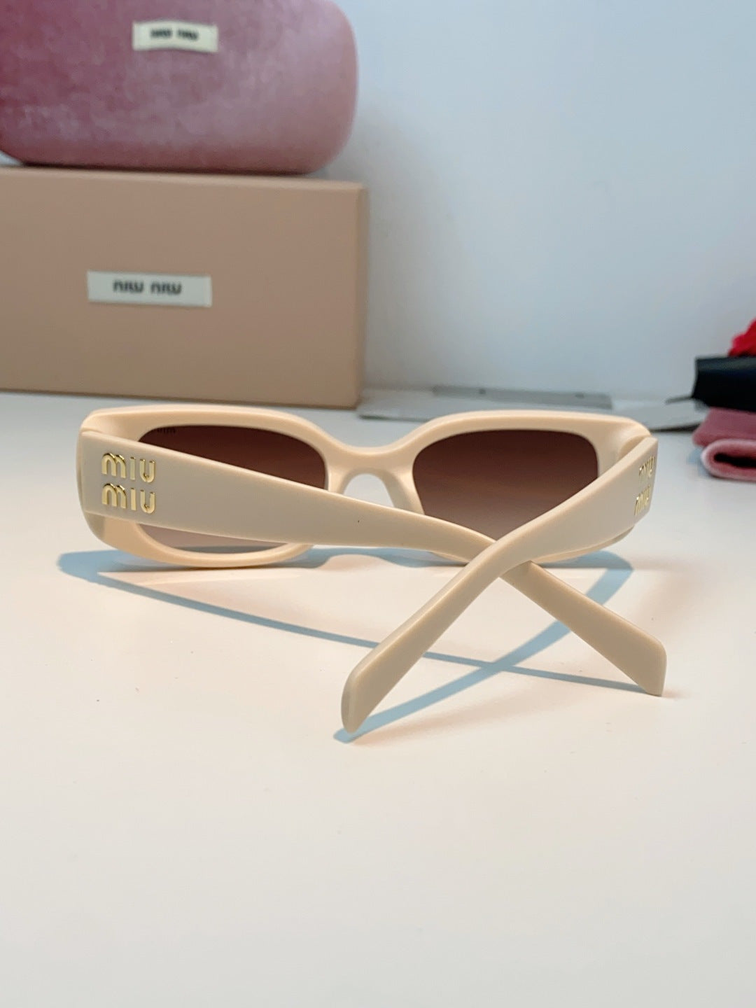 Miu Miu Square Brown Lens Sunglasses for Men & Women - detail image 3