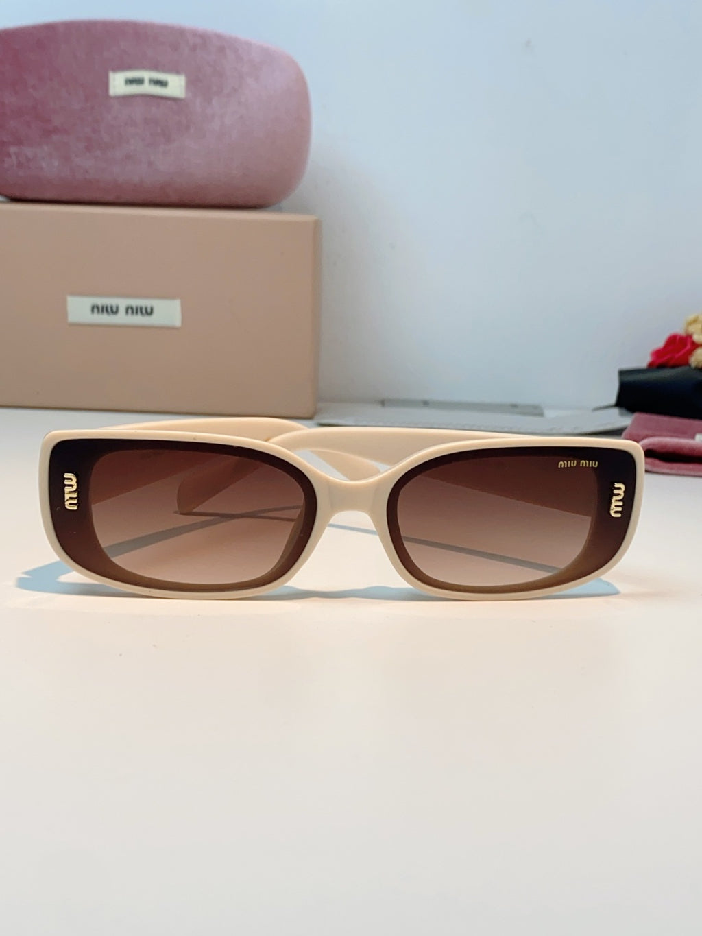 Miu Miu Square Brown Lens Sunglasses for Men & Women - detail image 2