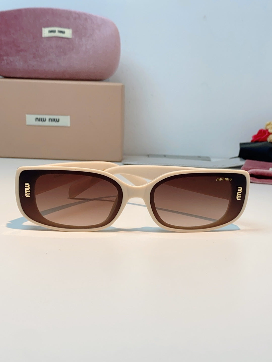 Miu Miu Square Brown Lens Sunglasses for Men & Women - detail image 2