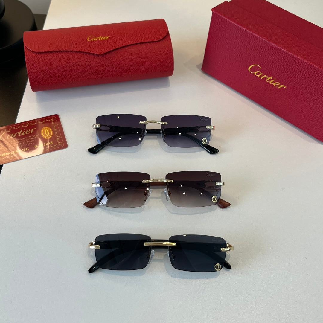 Cartier Lightweight Metal Rimless Silver Lens Sunglasses for Men & Wo - 449457 - detail image 12