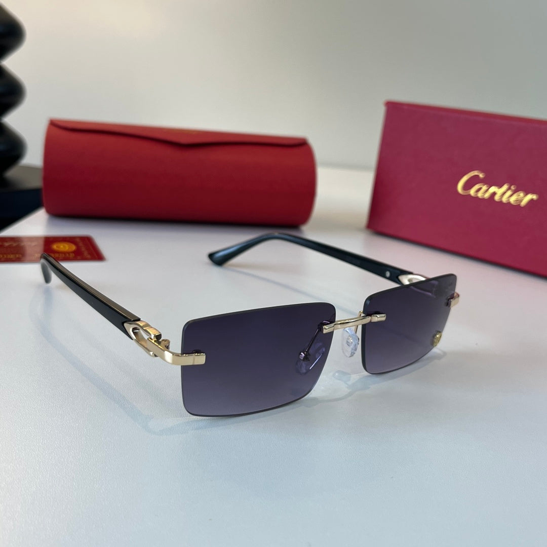 Cartier Lightweight Metal Rimless Silver Lens Sunglasses for Men & Wo - 415862
