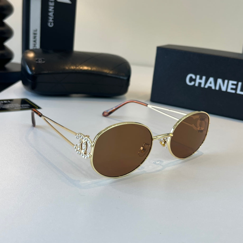 Chanel Metal Fashion Brown Lens Sunglasses for Men & Women - 415321