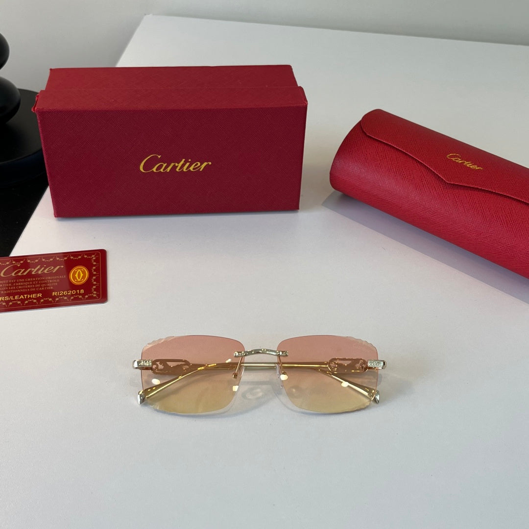 Cartier Lightweight Metal Rimless Gold Lens Sunglasses for Men & Wome - 358467 - detail image 4