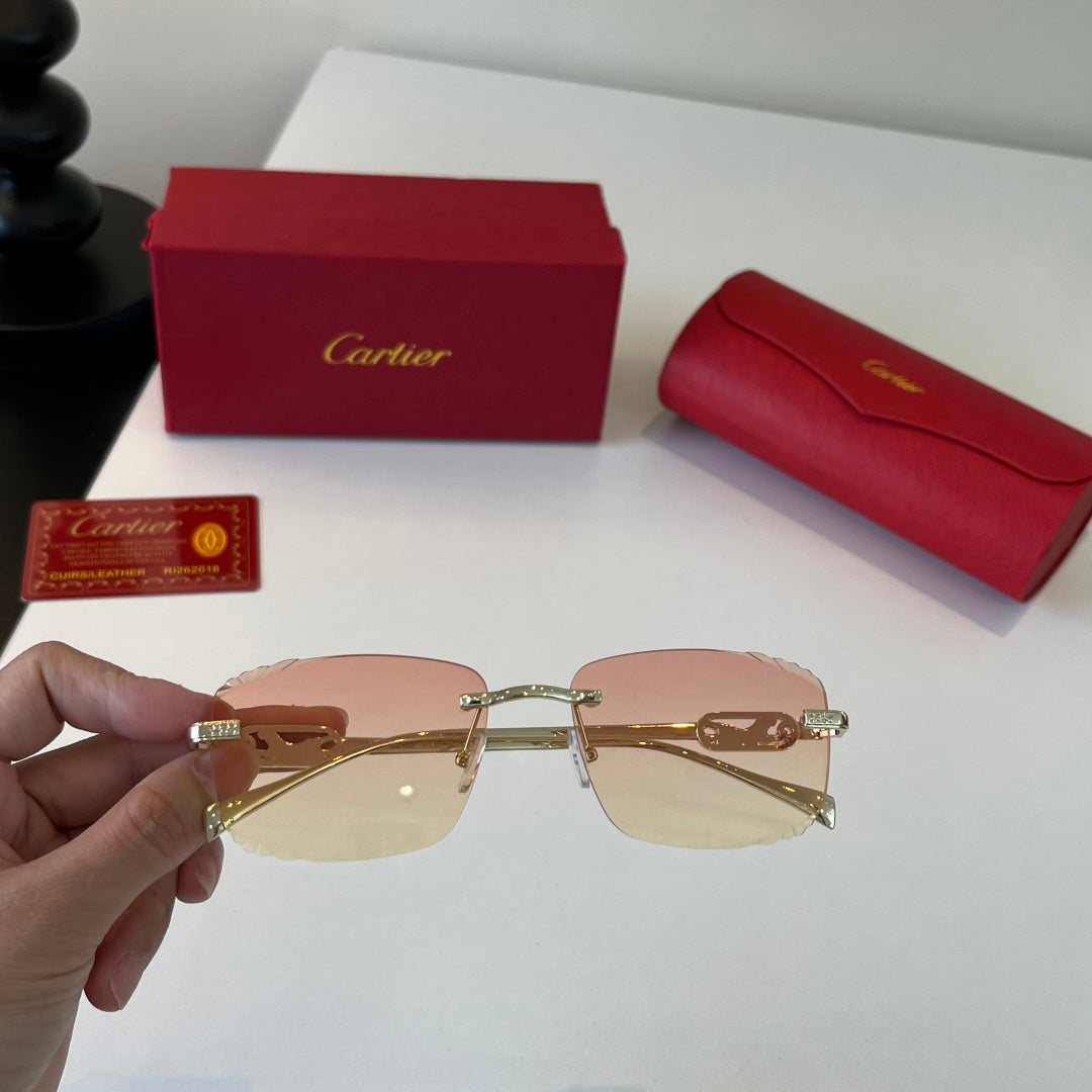 Cartier Lightweight Metal Rimless Gold Lens Sunglasses for Men & Wome - 399011 - detail image 5