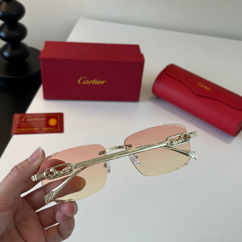 Cartier Lightweight Metal Rimless Gold Lens Sunglasses for Men & Wome - 358467 - detail image 8