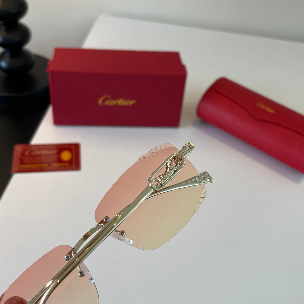 Cartier Lightweight Metal Rimless Gold Lens Sunglasses for Men & Wome - 399011 - detail image 7