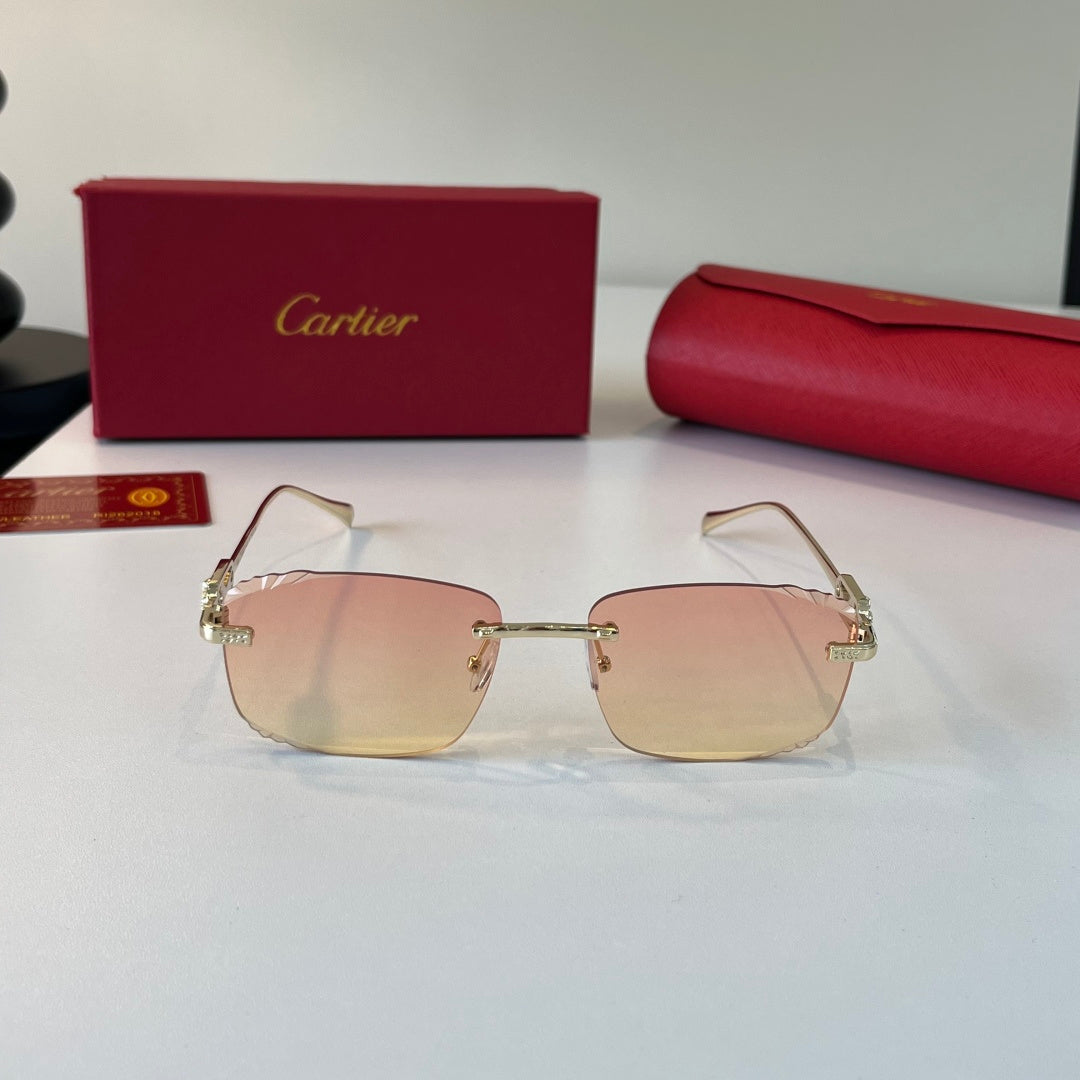 Cartier Lightweight Metal Rimless Gold Lens Sunglasses for Men & Wome - 358467 - detail image 2