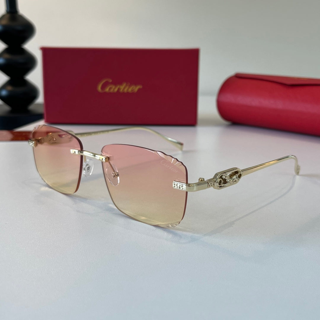 Cartier Lightweight Metal Rimless Gold Lens Sunglasses for Men & Wome - 358467 - detail image 3