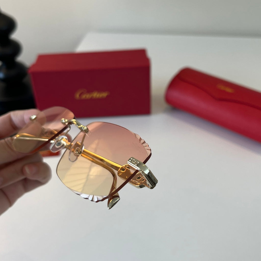 Cartier Lightweight Metal Rimless Gold Lens Sunglasses for Men & Wome - 358467 - detail image 6
