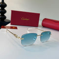 Cartier Lightweight Metal Rimless Blue Lens Sunglasses for Men & Wome - 399012