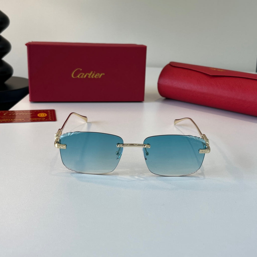 Cartier Lightweight Metal Rimless Blue Lens Sunglasses for Men & Wome - 399012 - detail image 2