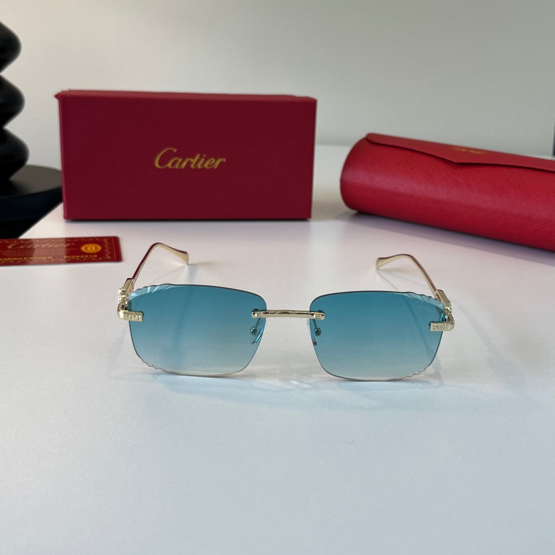 Cartier Lightweight Metal Rimless Blue Lens Sunglasses for Men & Wome - 399012 - detail image 2