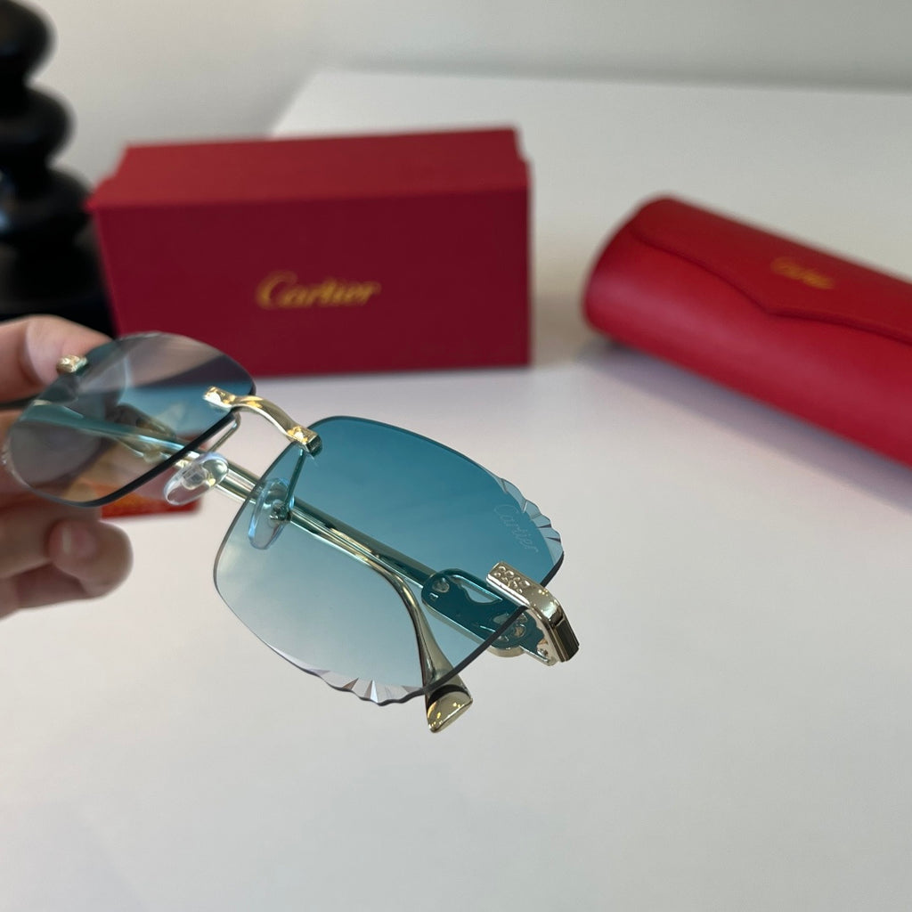 Cartier Lightweight Metal Rimless Blue Lens Sunglasses for Men & Wome - 358468 - detail image 6