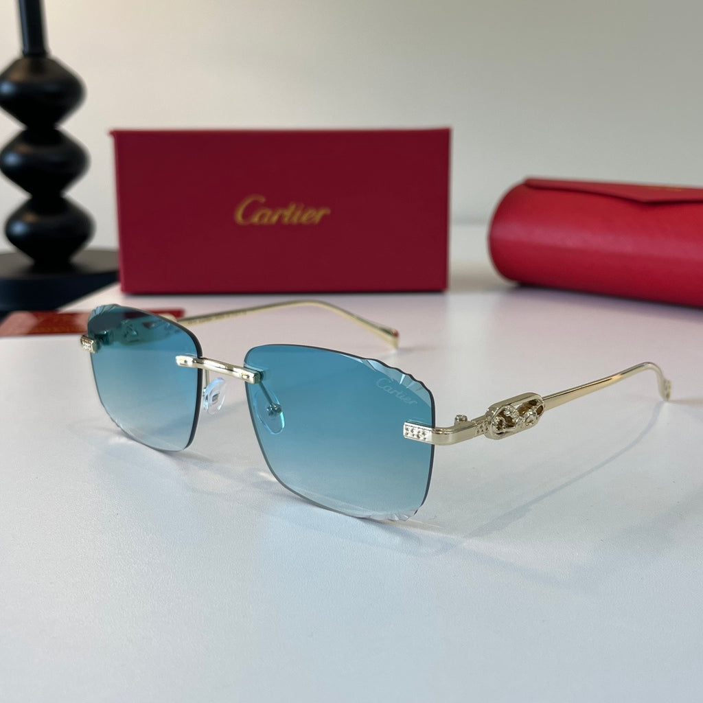 Cartier Lightweight Metal Rimless Blue Lens Sunglasses for Men & Wome - 358468 - detail image 3