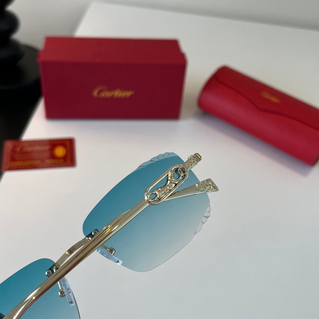 Cartier Lightweight Metal Rimless Blue Lens Sunglasses for Men & Wome - 399012 - detail image 7