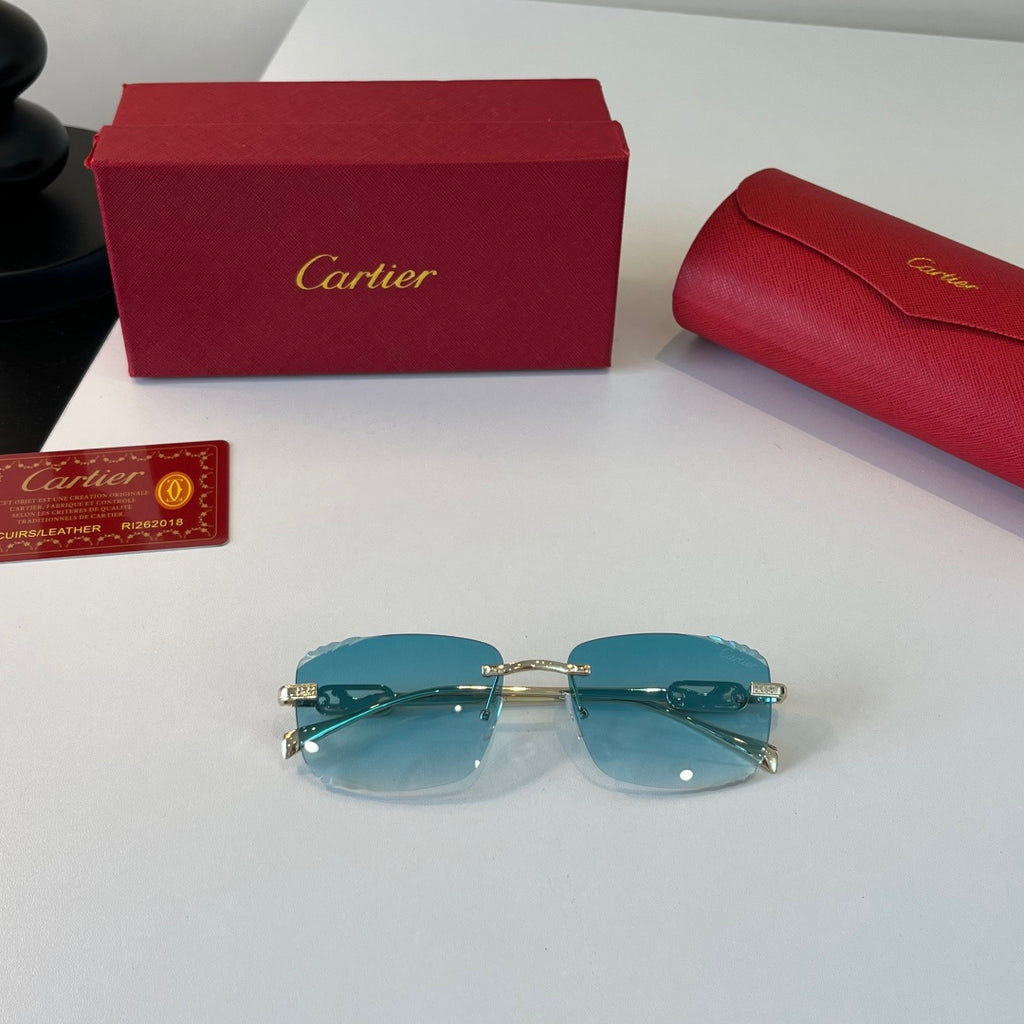 Cartier Lightweight Metal Rimless Blue Lens Sunglasses for Men & Wome - 399012 - detail image 4