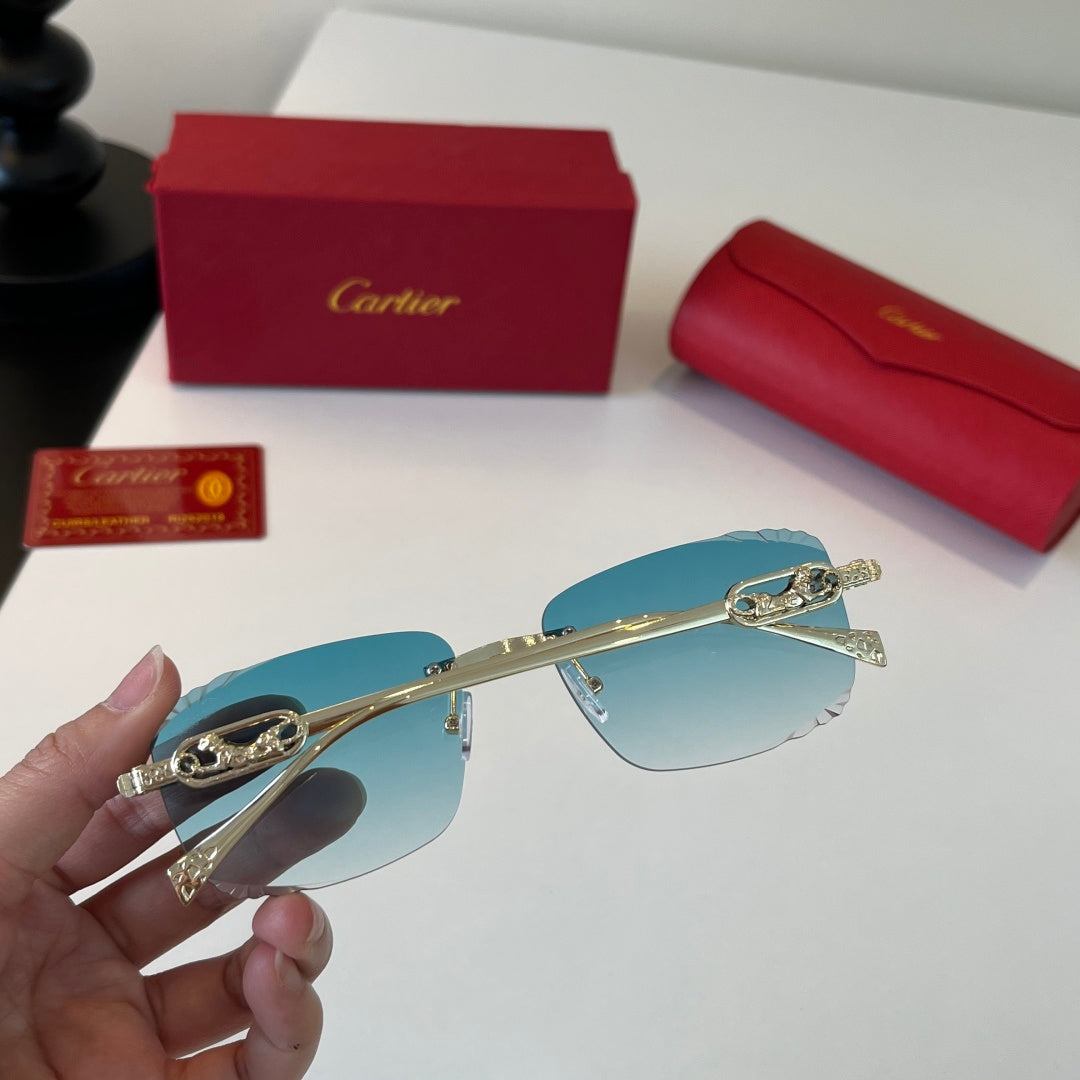 Cartier Lightweight Metal Rimless Blue Lens Sunglasses for Men & Wome - 358468 - detail image 8