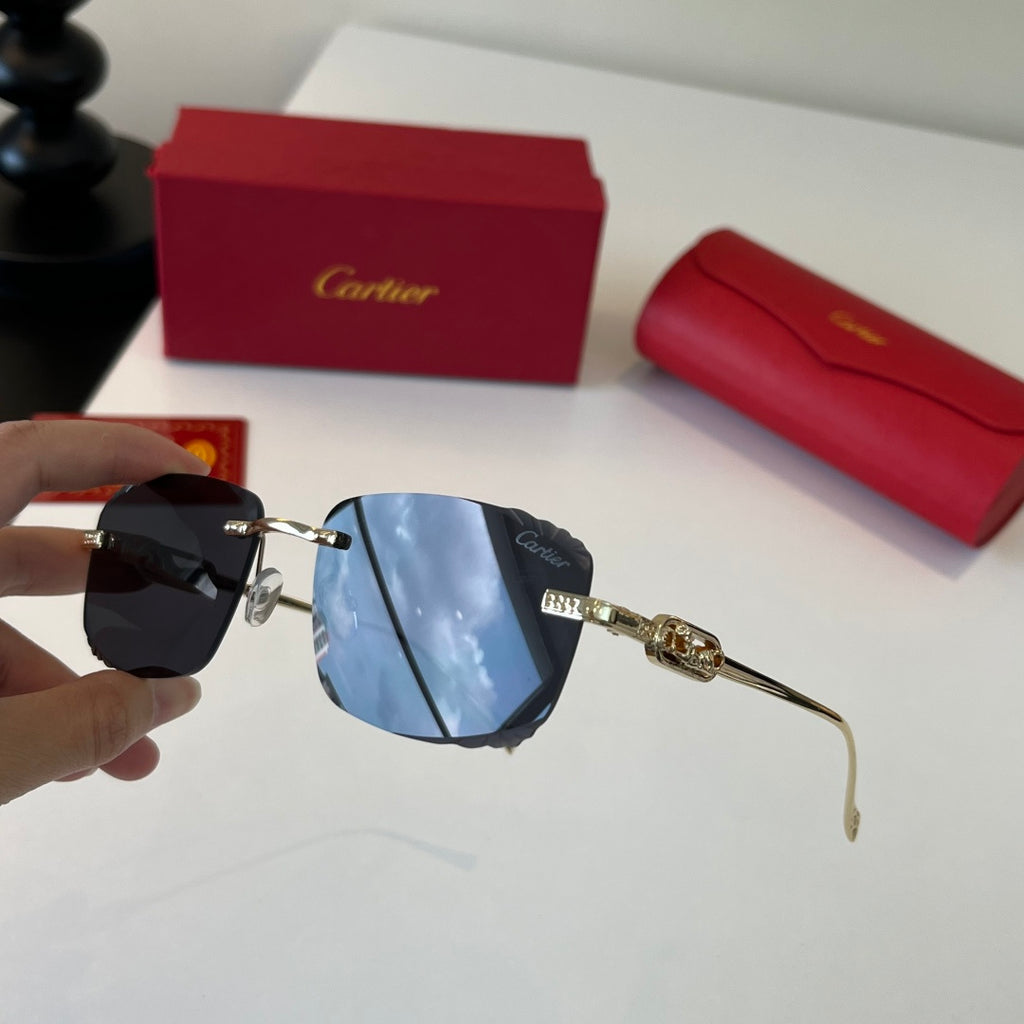 Cartier Lightweight Metal Rimless Silver Lens Sunglasses for Men & Wo - 358469 - detail image 9