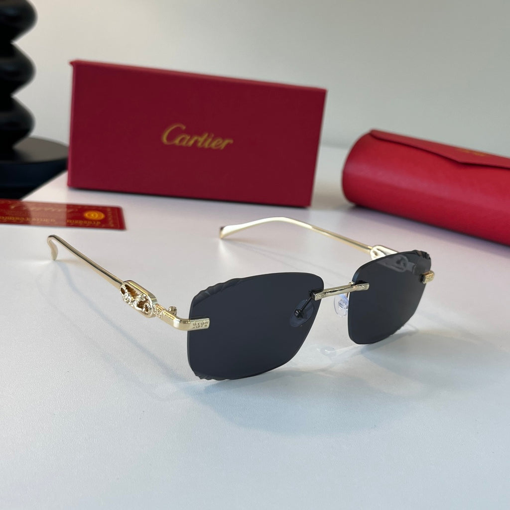 Cartier Lightweight Metal Rimless Silver Lens Sunglasses for Men & Wo - 399013