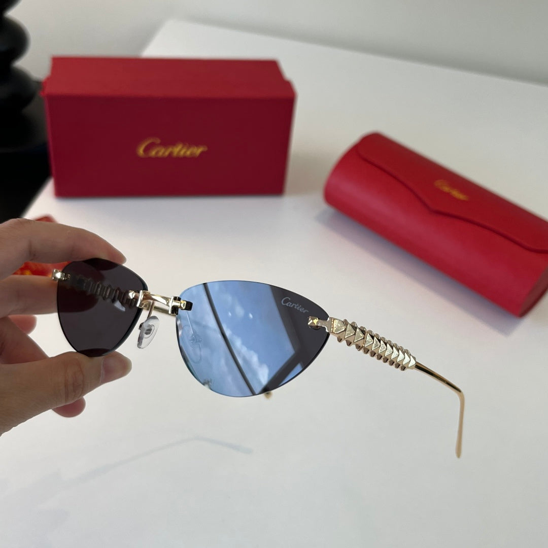 Cartier Lightweight Metal Rimless Silver Lens Sunglasses for Men & Wo - 358470 - detail image 9