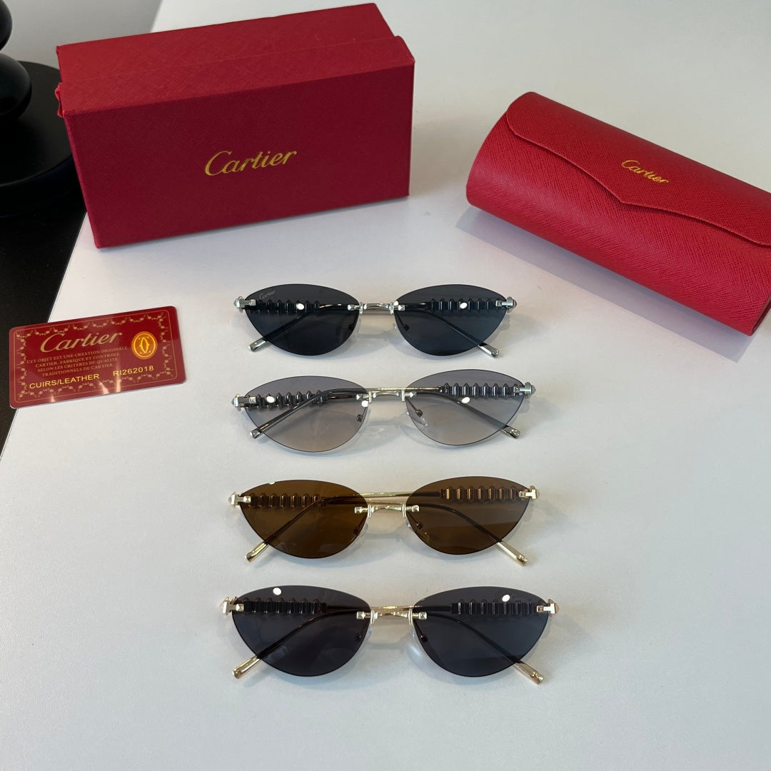 Cartier Lightweight Metal Rimless Brown Lens Sunglasses for Men & Wom - 358471 - detail image 11