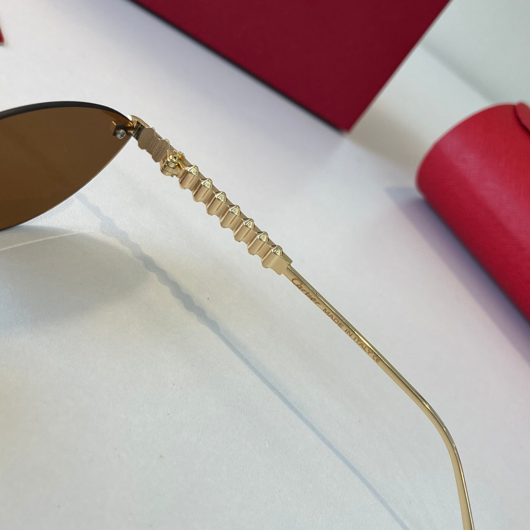 Cartier Lightweight Metal Rimless Brown Lens Sunglasses for Men & Wom - 358471 - detail image 10