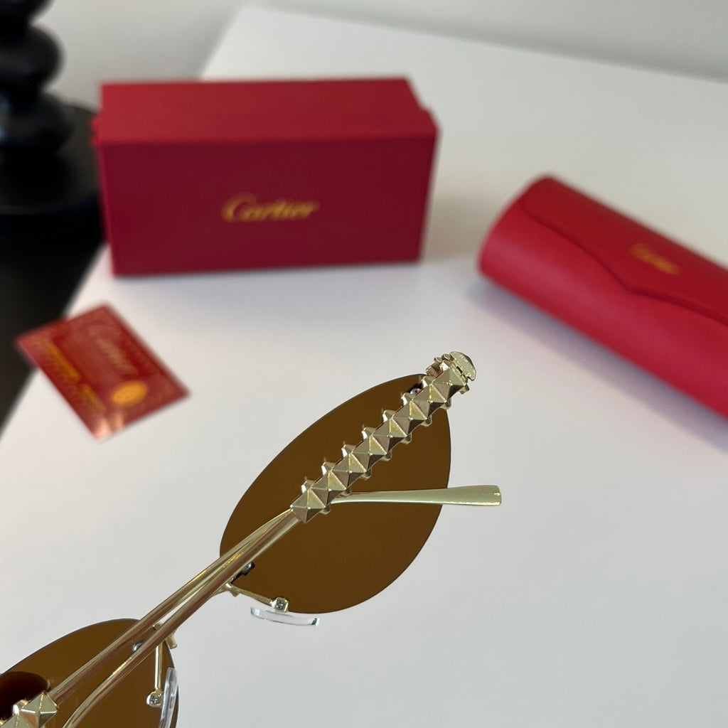 Cartier Lightweight Metal Rimless Brown Lens Sunglasses for Men & Wom - 358471 - detail image 7