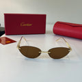 Cartier Lightweight Metal Rimless Brown Lens Sunglasses for Men & Wom - 358471