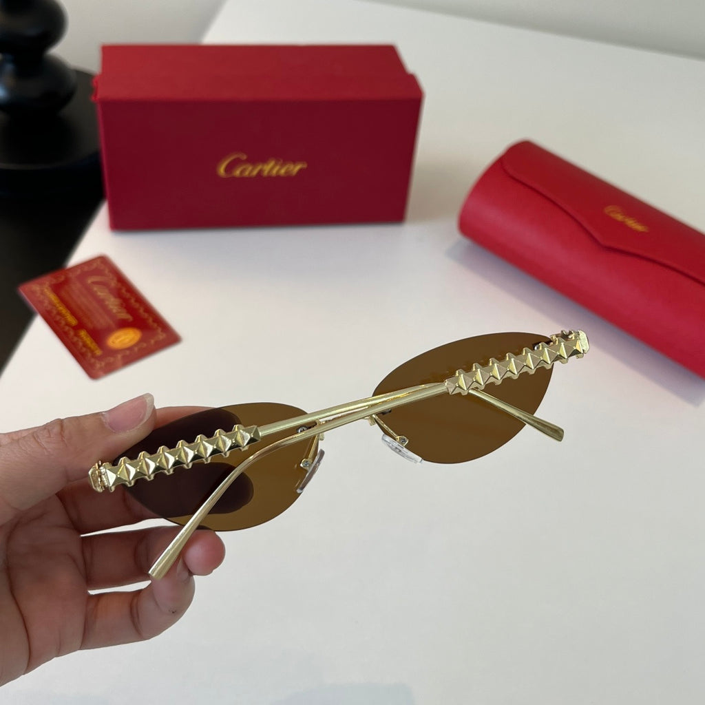 Cartier Lightweight Metal Rimless Brown Lens Sunglasses for Men & Wom - 358471 - detail image 8